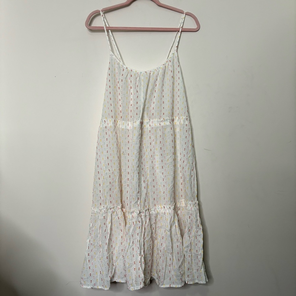 Madewell Rainbow Clipdot Tiered dress XL